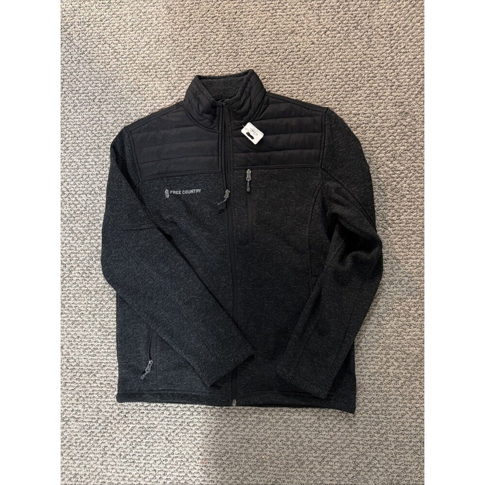 Free Country Men's Sweater Fleece Jacket. Black Heather. Size M nwot